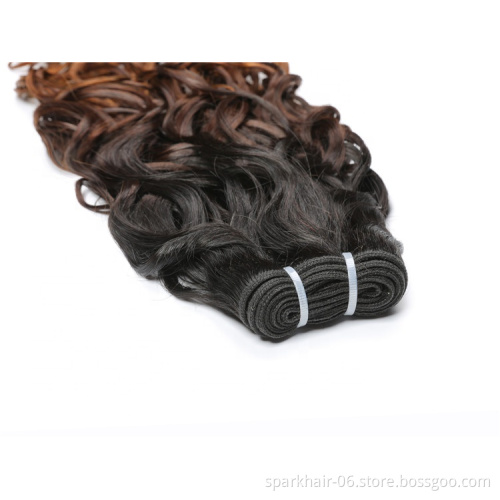 9a 100g SPARK Ombre Brazilian Remy Human Hair Weaving Bundle for Women Weave Hair Extension Black Brown Water Wave 1b/4/30